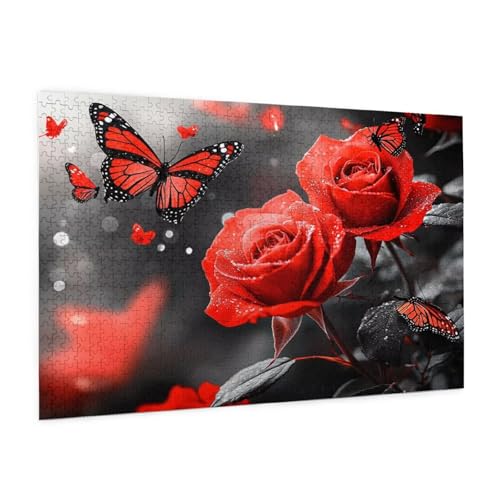 Blume Puzzle 300 Teile Erwachsene Puzzle Schmetterling Muster Design mit Geschenkbox-Verpackung als Geschenk für Frauen, Anspruchsvolle Familienaktivität für Anfänger, Zimmer Deko 40 x 28 cm -1774y von Zyupwjyy
