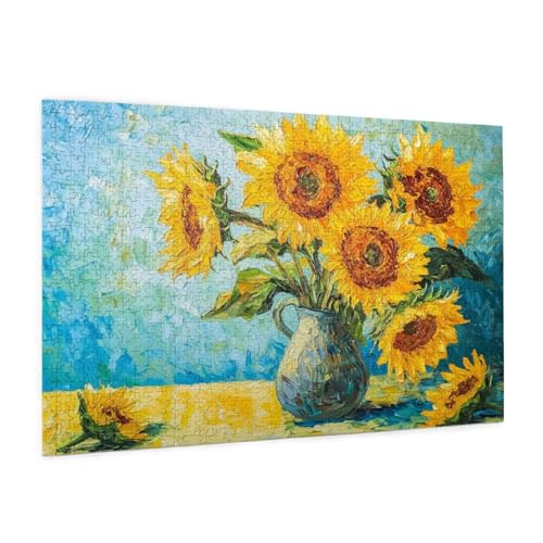 Blume Puzzle 300 Teile Erwachsene Puzzle Sonnenblume Muster Design mit Geschenkbox-Verpackung als Geschenk für Frauen, Anspruchsvolle Familienaktivität für Anfänger, Zimmer Deko 40 x 28 cm -1835y von Zyupwjyy