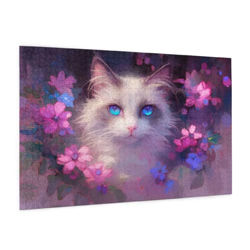 Blume Puzzle 5000 Teile Erwachsene Puzzle Katze Muster Design mit Geschenkbox-Verpackung als Geschenk für Frauen, Anspruchsvolle Familienaktivität für Anfänger, Zimmer Deko 105 x 156 cm -1806y von Zyupwjyy