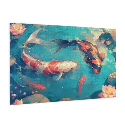 Blume Puzzle 5000 Teile Erwachsene Puzzle Koi-Fische Muster Design mit Geschenkbox-Verpackung als Geschenk für Frauen, Anspruchsvolle Familienaktivität für Anfänger, Zimmer Deko 105 x 156 cm -1784y von Zyupwjyy