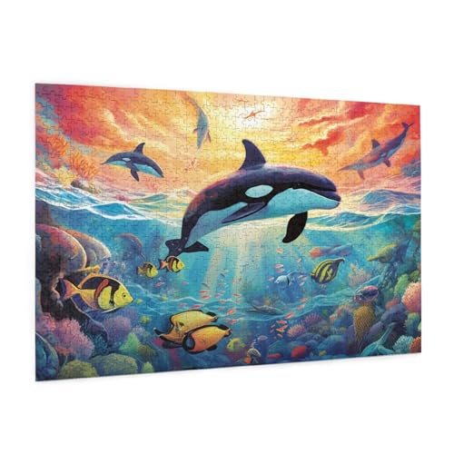 Delphin Puzzle 300 Teile Erwachsene Puzzle Tier Muster Design mit Geschenkbox-Verpackung als Geschenk für Frauen, Anspruchsvolle Familienaktivität für Erwachsene Anfänger,Zimmer Deko 40 x 28 cm -452y Delphin Puzzle 300 Teile Erwachsene Puzzle Tier Muster Design mit Geschenkbox-Verpackung als Geschenk für Frauen, Anspruchsvolle Familienaktivität für Erwachsene Anfänger,Zimmer Deko 40 x 28 cm -452y von Zyupwjyy