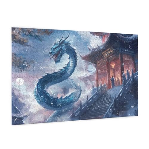 Drachen Puzzle 2000 Teile Erwachsene Puzzle Landschaft Muster Design mit Geschenkbox-Verpackung als Geschenk für Frauen, Anspruchsvolle Familienaktivität für Anfänger, Zimmer Deko 99 x 70 cm -2032y von Zyupwjyy