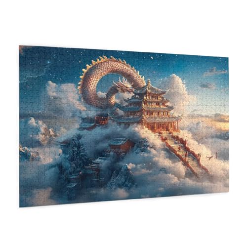 Drachen Puzzle 5000 Teile Erwachsene Puzzle Palast Muster Design mit Geschenkbox-Verpackung als Geschenk für Frauen, Anspruchsvolle Familienaktivität für Anfänger, Zimmer Deko 105 x 156 cm -2031y von Zyupwjyy
