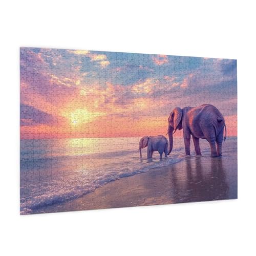 Elefant Puzzle 1000 Teile Erwachsene Puzzle Meer Muster Design mit Geschenkbox-Verpackung als Geschenk für Frauen, Anspruchsvolle Familienaktivität für Erwachsene Anfänger,Zimmer Deko 75 x 50 cm -90y von Zyupwjyy