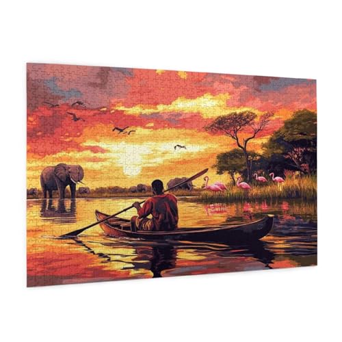 Elefant Puzzle 2000 Teile Erwachsene Puzzle Schiff Muster Design mit Geschenkbox-Verpackung als Geschenk für Frauen, Anspruchsvolle Familienaktivität für Anfänger, Zimmer Deko 99 x 70 cm -1231y von Zyupwjyy