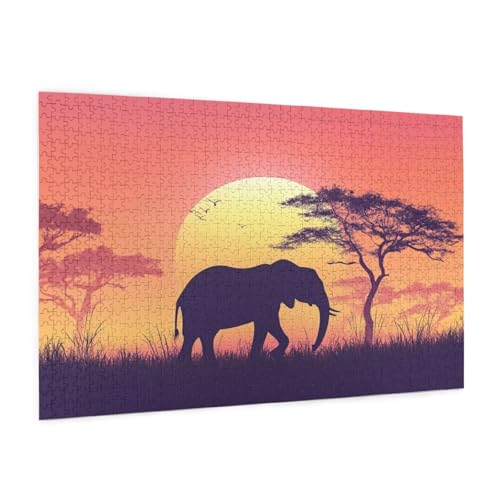 Elefant Puzzle 300 Teile Erwachsene Puzzle Untergehende Sonne Muster mit Geschenkbox-Verpackung als Geschenk für Frauen, Anspruchsvolle Familienaktivität für Anfänger, Zimmer Deko 40x28 cm -1240y Elefant Puzzle 300 Teile Erwachsene Puzzle Untergehende Sonne Muster mit Geschenkbox-Verpackung als Geschenk für Frauen, Anspruchsvolle Familienaktivität für Anfänger, Zimmer Deko 40x28 cm -1240y von Zyupwjyy