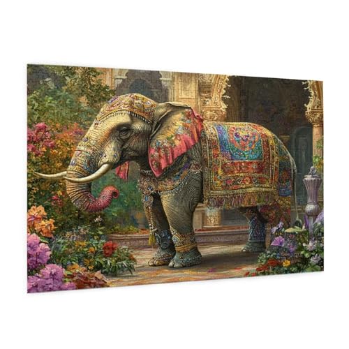 Elefant Puzzle 5000 Teile Erwachsene Puzzle Blume Muster Design mit Geschenkbox-Verpackung als Geschenk für Frauen, Anspruchsvolle Familienaktivität für Anfänger, Zimmer Deko 105 x 156 cm -1237y von Zyupwjyy