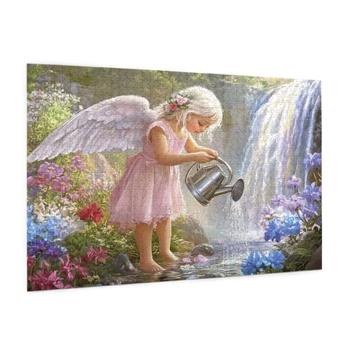 Engel Puzzle 1000 Teile Erwachsene Puzzle Blume Muster Design mit Geschenkbox-Verpackung als Geschenk für Frauen, Anspruchsvolle Familienaktivität für Anfänger, Zimmer Deko 75 x 50 cm -2288y von Zyupwjyy