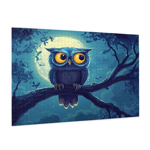 Eule Puzzle 300 Teile Erwachsene Puzzle Mond Muster Design mit Geschenkbox-Verpackung als Geschenk für Frauen, Anspruchsvolle Familienaktivität für Erwachsene Anfänger, Zimmer Deko 40 x 28 cm -2136y von Zyupwjyy