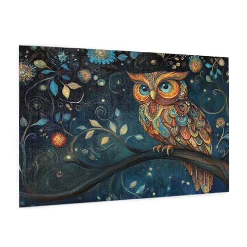 Eule Puzzle 300 Teile Erwachsene Puzzle Tier Muster Design mit Geschenkbox-Verpackung als Geschenk für Frauen, Anspruchsvolle Familienaktivität für Erwachsene Anfänger, Zimmer Deko 40 x 28 cm -2134y von Zyupwjyy