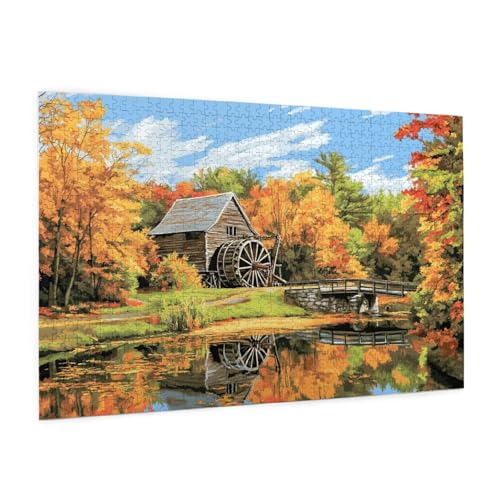 Fallen Puzzle 1000 Teile Erwachsene Puzzle Landschaft Muster Design mit Geschenkbox-Verpackung als Geschenk für Frauen, Anspruchsvolle Familienaktivität für Anfänger, Zimmer Deko 75 x 50 cm -974y von Zyupwjyy