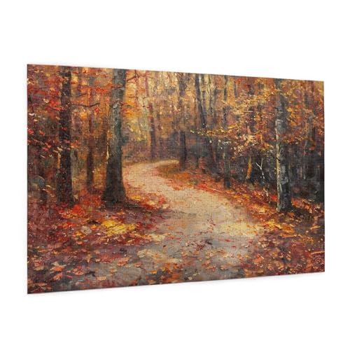Fallen Puzzle 1000 Teile Erwachsene Puzzle Wald Muster Design mit Geschenkbox-Verpackung als Geschenk für Frauen, Anspruchsvolle Familienaktivität für Erwachsene Anfänger,Zimmer Deko 75 x 50 cm -972y von Zyupwjyy