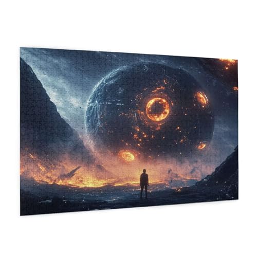 Fantasie Puzzle 1000 Teile Erwachsene Puzzle Planet Muster Design mit Geschenkbox-Verpackung als Geschenk für Frauen, Anspruchsvolle Familienaktivität für Anfänger, Zimmer Deko 75 x 50 cm -1881y von Zyupwjyy