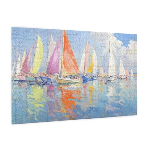 Farbe Puzzle 2000 Teile Erwachsene Puzzle Segelboot Muster Design mit Geschenkbox-Verpackung als Geschenk für Frauen, Anspruchsvolle Familienaktivität für Anfänger, Zimmer Deko 99 x 70 cm -22y von Zyupwjyy