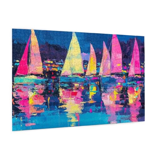 Farbe Puzzle 300 Teile Erwachsene Puzzle Segelboot Muster Design mit Geschenkbox-Verpackung als Geschenk für Frauen, Anspruchsvolle Familienaktivität für Anfänger, Zimmer Deko 40 x 28 cm -23y von Zyupwjyy