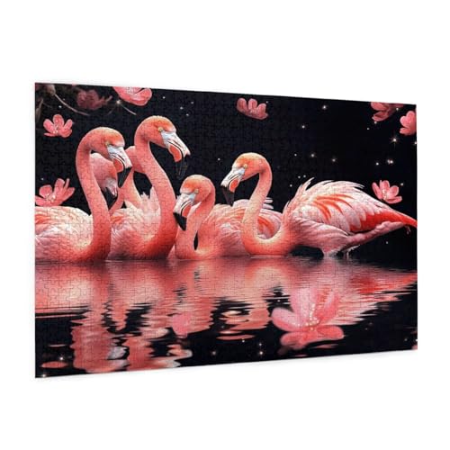 Flamingo Puzzle 1000 Teile Erwachsene Puzzle Landschaft Muster Design mit Geschenkbox-Verpackung als Geschenk für Frauen, Anspruchsvolle Familienaktivität für Anfänger, Zimmer Deko 75 x 50 cm -1893y von Zyupwjyy