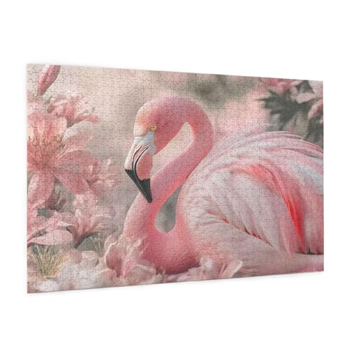 Flamingo Puzzle 1000 Teile Erwachsene Puzzle Tier Muster Design mit Geschenkbox-Verpackung als Geschenk für Frauen, Anspruchsvolle Familienaktivität für Anfänger, Zimmer Deko 75 x 50 cm -1888y von Zyupwjyy