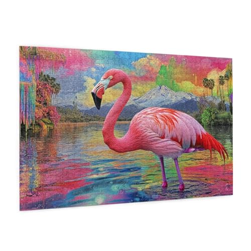 Flamingo Puzzle 1000 Teile Erwachsene Puzzle Tier Muster Design mit Geschenkbox-Verpackung als Geschenk für Frauen, Anspruchsvolle Familienaktivität für Anfänger, Zimmer Deko 75 x 50 cm -1890y von Zyupwjyy