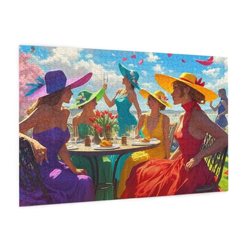 Frau Puzzle 2000 Teile Erwachsene Puzzle Party Muster Design mit Geschenkbox-Verpackung als Geschenk für Frauen, Anspruchsvolle Familienaktivität für Erwachsene Anfänger,Zimmer Deko 99 x 70 cm -2213y von Zyupwjyy