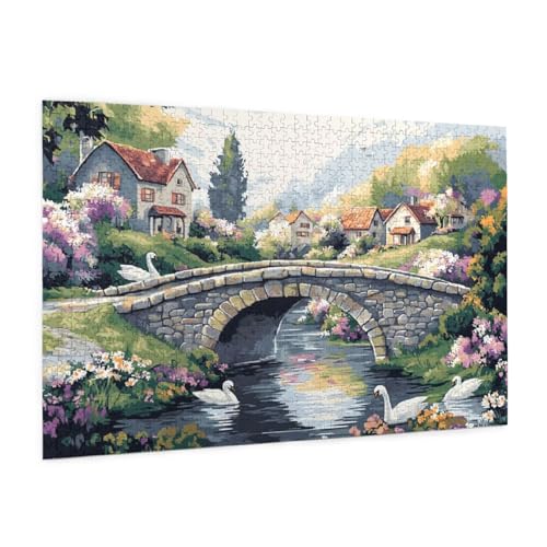 Garten Puzzle 1000 Teile Erwachsene Puzzle Brücke Muster Design mit Geschenkbox-Verpackung als Geschenk für Frauen, Anspruchsvolle Familienaktivität für Anfänger, Zimmer Deko 75 x 50 cm -1867y von Zyupwjyy
