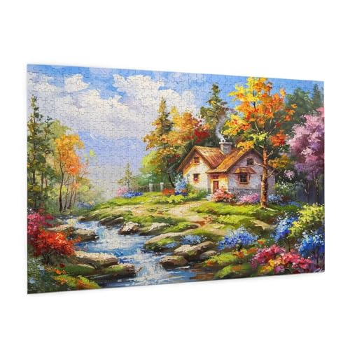 Garten Puzzle 1000 Teile Erwachsene Puzzle Haus Muster Design mit Geschenkbox-Verpackung als Geschenk für Frauen, Anspruchsvolle Familienaktivität für Anfänger, Zimmer Deko 75 x 50 cm -1856y von Zyupwjyy