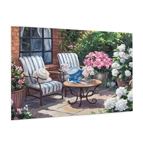 Garten Puzzle 1000 Teile Erwachsene Puzzle Haus Muster Design mit Geschenkbox-Verpackung als Geschenk für Frauen, Anspruchsvolle Familienaktivität für Anfänger, Zimmer Deko 75 x 50 cm -1857y von Zyupwjyy