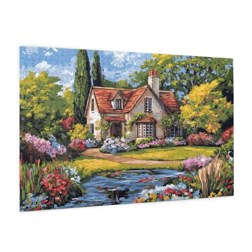 Garten Puzzle 1000 Teile Erwachsene Puzzle Haus Muster Design mit Geschenkbox-Verpackung als Geschenk für Frauen, Anspruchsvolle Familienaktivität für Anfänger, Zimmer Deko 75 x 50 cm -1860y von Zyupwjyy
