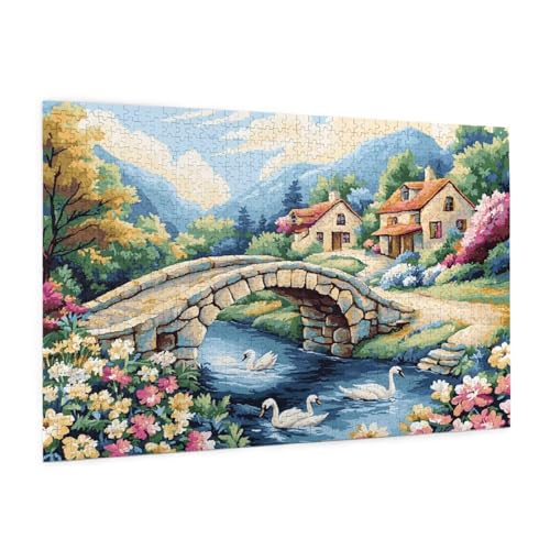 Garten Puzzle 1000 Teile Erwachsene Puzzle Landschaft Muster Design mit Geschenkbox-Verpackung als Geschenk für Frauen, Anspruchsvolle Familienaktivität für Anfänger, Zimmer Deko 75 x 50 cm -683y von Zyupwjyy