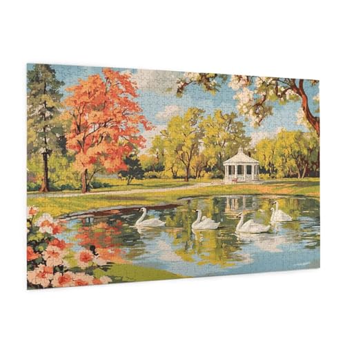 Garten Puzzle 300 Teile Erwachsene Puzzle See Muster Design mit Geschenkbox-Verpackung als Geschenk für Frauen, Anspruchsvolle Familienaktivität für Erwachsene Anfänger, Zimmer Deko 40 x 28 cm -1863y von Zyupwjyy