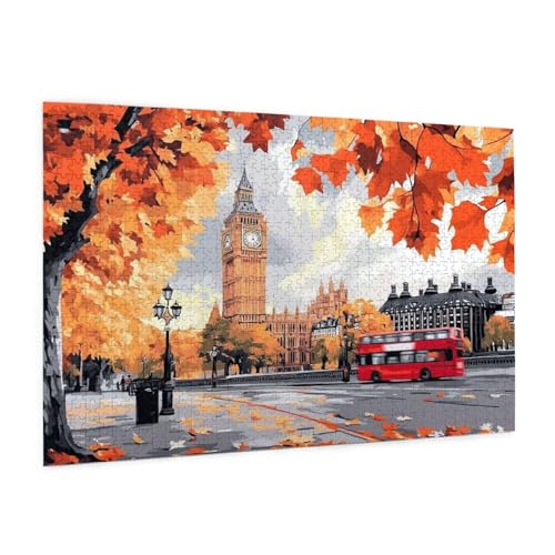 Großbritannien Puzzles 1000 Teile Erwachsene Puzzle London Muster Design mit Geschenkbox-Verpackung als Geschenk für Frauen, Anspruchsvolle Familienaktivität für Anfänger,Zimmer Deko 75 x 50 cm -2317y von Zyupwjyy