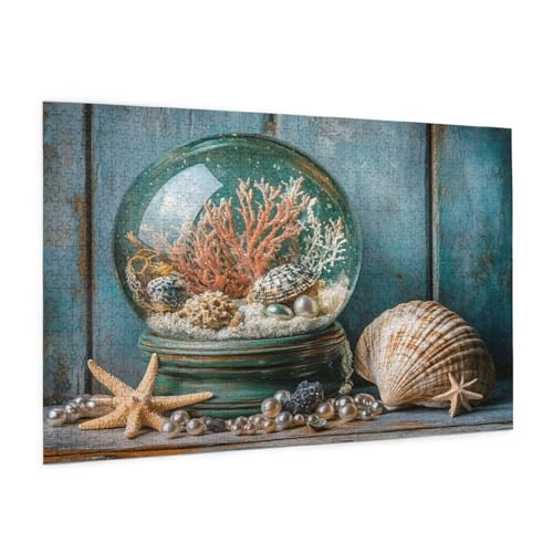 Hülse Puzzle 300 Teile Erwachsene Puzzle Seestern Muster Design mit Geschenkbox-Verpackung als Geschenk für Frauen, Anspruchsvolle Familienaktivität für Anfänger, Zimmer Deko 40 x 28 cm -1155y von Zyupwjyy