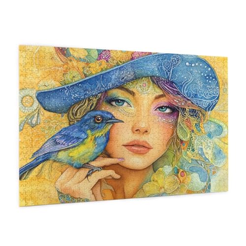 Hut Puzzle 300 Teile Erwachsene Puzzle Mädchen Muster Design mit Geschenkbox-Verpackung als Geschenk für Frauen, Anspruchsvolle Familienaktivität für Erwachsene Anfänger, Zimmer Deko 40 x 28 cm -912y von Zyupwjyy