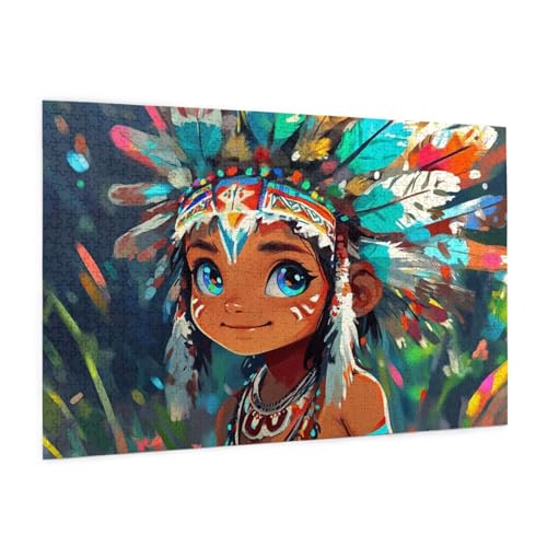 Indisch Puzzles 1000 Teile Erwachsene Puzzle Stamm Muster Design mit Geschenkbox-Verpackung als Geschenk für Frauen, Anspruchsvolle Familienaktivität für Anfänger, Zimmer Deko 75 x 50 cm -2314y von Zyupwjyy