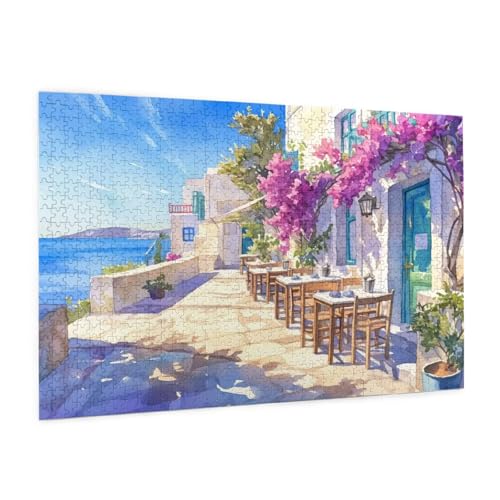 Italien Puzzle 1000 Teile Erwachsene Puzzle Meer Muster Design mit Geschenkbox-Verpackung als Geschenk für Frauen, Anspruchsvolle Familienaktivität für Anfänger, Zimmer Deko 75 x 50 cm -2308y von Zyupwjyy
