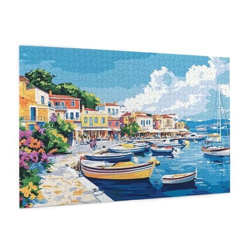 Italien Puzzle 2000 Teile Erwachsene Puzzle Landschaft Muster Design mit Geschenkbox-Verpackung als Geschenk für Frauen, Anspruchsvolle Familienaktivität für Anfänger, Zimmer Deko 99 x 70 cm -2305y von Zyupwjyy