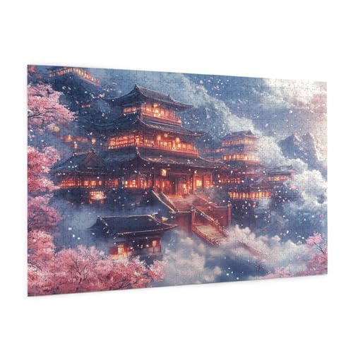 Japan Puzzle 1000 Teile Erwachsene Puzzle Dachboden Muster Design mit Geschenkbox-Verpackung als Geschenk für Frauen, Anspruchsvolle Familienaktivität für Anfänger, Zimmer Deko 75 x 50 cm -983y von Zyupwjyy