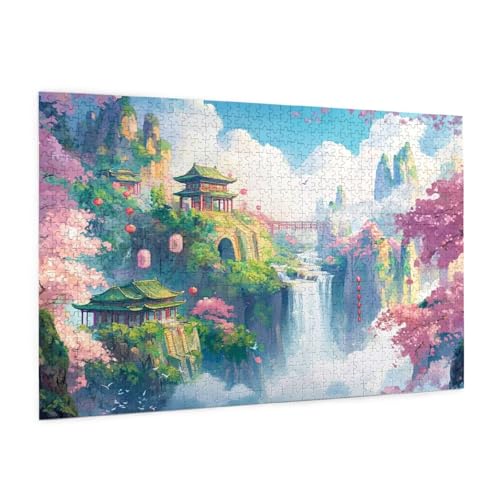 Japan Puzzle 1000 Teile Erwachsene Puzzle Landschaft Muster Design mit Geschenkbox-Verpackung als Geschenk für Frauen, Anspruchsvolle Familienaktivität für Anfänger, Zimmer Deko 75 x 50 cm -2233y von Zyupwjyy