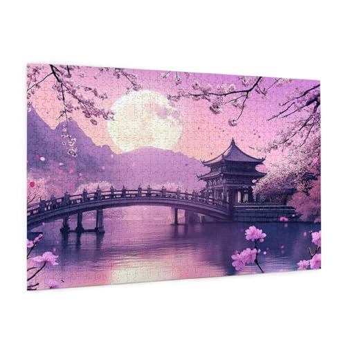 Japan Puzzle 1000 Teile Erwachsene Puzzle Landschaft Muster Design mit Geschenkbox-Verpackung als Geschenk für Frauen, Anspruchsvolle Familienaktivität für Anfänger, Zimmer Deko 75 x 50 cm -2234y von Zyupwjyy