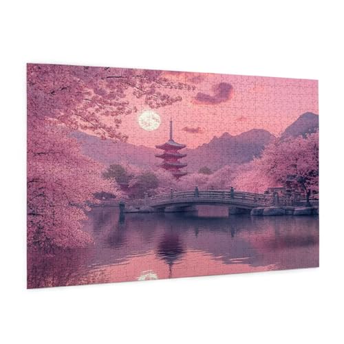 Japan Puzzle 1000 Teile Erwachsene Puzzle Landschaft Muster Design mit Geschenkbox-Verpackung als Geschenk für Frauen, Anspruchsvolle Familienaktivität für Anfänger, Zimmer Deko 75 x 50 cm -2245y von Zyupwjyy