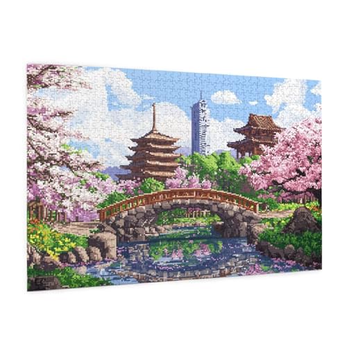 Japan Puzzle 2000 Teile Erwachsene Puzzle Garten Muster Design mit Geschenkbox-Verpackung als Geschenk für Frauen, Anspruchsvolle Familienaktivität für Anfänger, Zimmer Deko 99 x 70 cm -2240y von Zyupwjyy