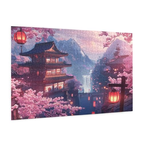 Japan Puzzle 2000 Teile Erwachsene Puzzle Landschaft Muster Design mit Geschenkbox-Verpackung als Geschenk für Frauen, Anspruchsvolle Familienaktivität für Anfänger, Zimmer Deko 99 x 70 cm -2250y von Zyupwjyy
