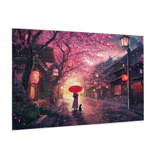 Japan Puzzle 2000 Teile Erwachsene Puzzle Straße Muster Design mit Geschenkbox-Verpackung als Geschenk für Frauen, Anspruchsvolle Familienaktivität für Anfänger, Zimmer Deko 99 x 70 cm -2241y von Zyupwjyy