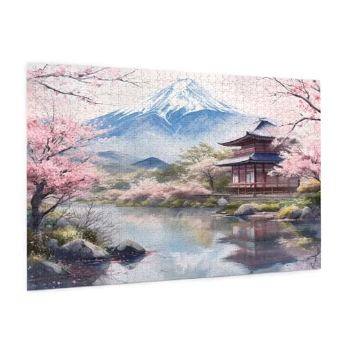 Japan Puzzle 2000 Teile Erwachsene Puzzle Vulkan Fuji Muster Design mit Geschenkbox-Verpackung als Geschenk für Frauen, Anspruchsvolle Familienaktivität für Anfänger, Zimmer Deko 99 x 70 cm -2237y von Zyupwjyy