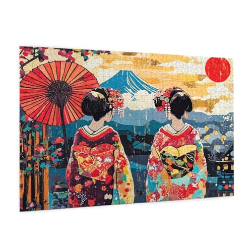 Japan Puzzle 1000 Teile Erwachsene Puzzle Frau Muster Design mit Geschenkbox-Verpackung als Geschenk für Frauen, Anspruchsvolle Familienaktivität für Erwachsene Anfänger,Zimmer Deko 75 x 50 cm -2258y von Zyupwjyy