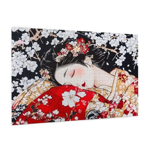 Japan Puzzle 1000 Teile Erwachsene Puzzle Mädchen Muster Design mit Geschenkbox-Verpackung als Geschenk für Frauen, Anspruchsvolle Familienaktivität für Anfänger, Zimmer Deko 75 x 50 cm -2255y von Zyupwjyy