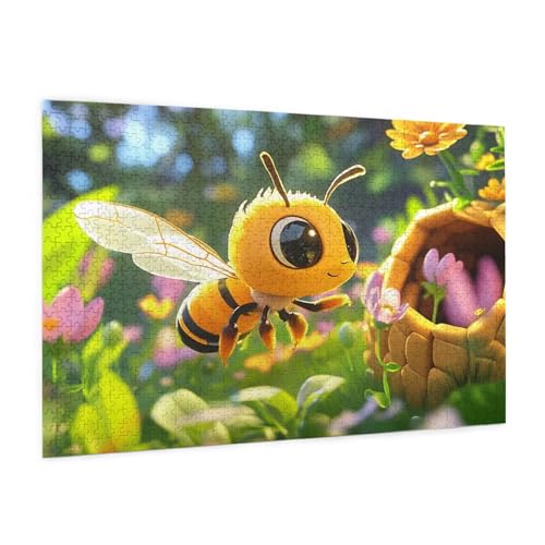 Karikatur Puzzle 2000 Teile Erwachsene Puzzle Biene Muster Design mit Geschenkbox-Verpackung als Geschenk für Frauen, Anspruchsvolle Familienaktivität für Anfänger, Zimmer Deko 99 x 70 cm -1969y von Zyupwjyy