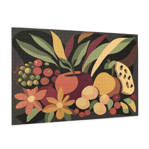 Karikatur Puzzle 2000 Teile Erwachsene Puzzle Obst Muster Design mit Geschenkbox-Verpackung als Geschenk für Frauen, Anspruchsvolle Familienaktivität für Anfänger, Zimmer Deko 99 x 70 cm -1973y von Zyupwjyy
