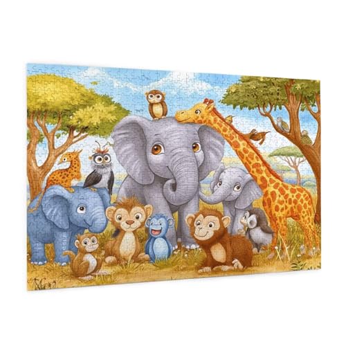 Karikatur Puzzle 2000 Teile Erwachsene Puzzle Tier Muster Design mit Geschenkbox-Verpackung als Geschenk für Frauen, Anspruchsvolle Familienaktivität für Anfänger, Zimmer Deko 99 x 70 cm -1961y von Zyupwjyy