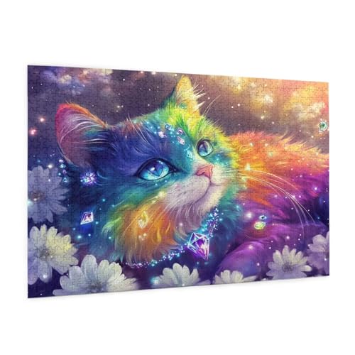 Katze Puzzle 1000 Teile Erwachsene Puzzle Fantastisch Muster Design mit Geschenkbox-Verpackung als Geschenk für Frauen, Anspruchsvolle Familienaktivität für Anfänger, Zimmer Deko 75 x 50 cm -2115y von Zyupwjyy
