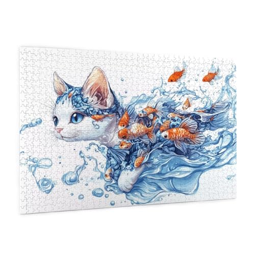 Katze Puzzle 1000 Teile Erwachsene Puzzle Interessant Muster Design mit Geschenkbox-Verpackung als Geschenk für Frauen, Anspruchsvolle Familienaktivität für Anfänger, Zimmer Deko 75 x 50 cm -2127y von Zyupwjyy